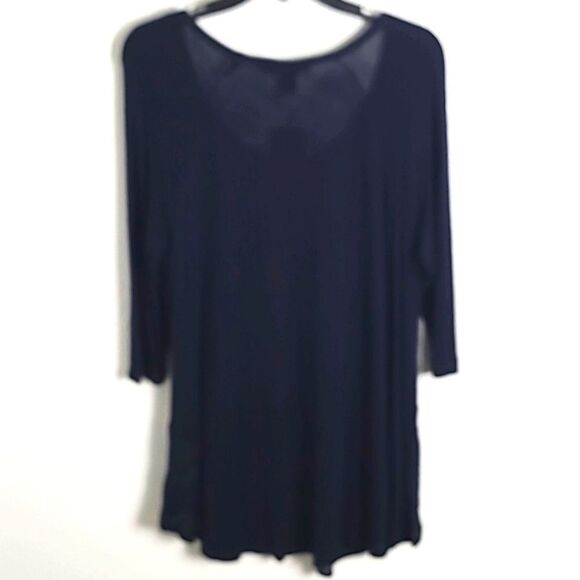 Bandolino Navy Blue Tunic Top with Embroidered Accents, Size Medium, NWT - Picture 7 of 8